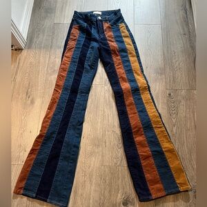 Altar'd State Multicolor Striped Flare Jeans